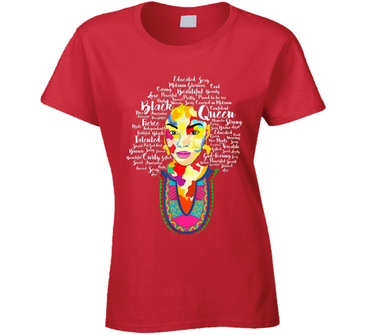 Black Queen Face Educated Strong Fierce Sexy Black Culture Ladies T Shirt