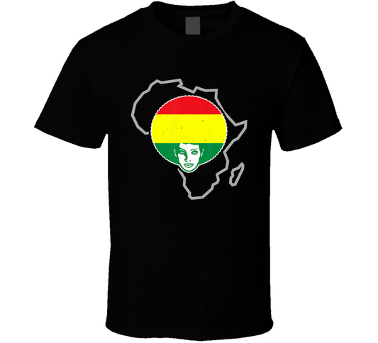 Africa Print Black Afro Red Yellow Green Culture T Shirt