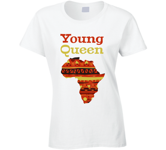Young Black Queen African Print Design Culture Ladies T Shirt