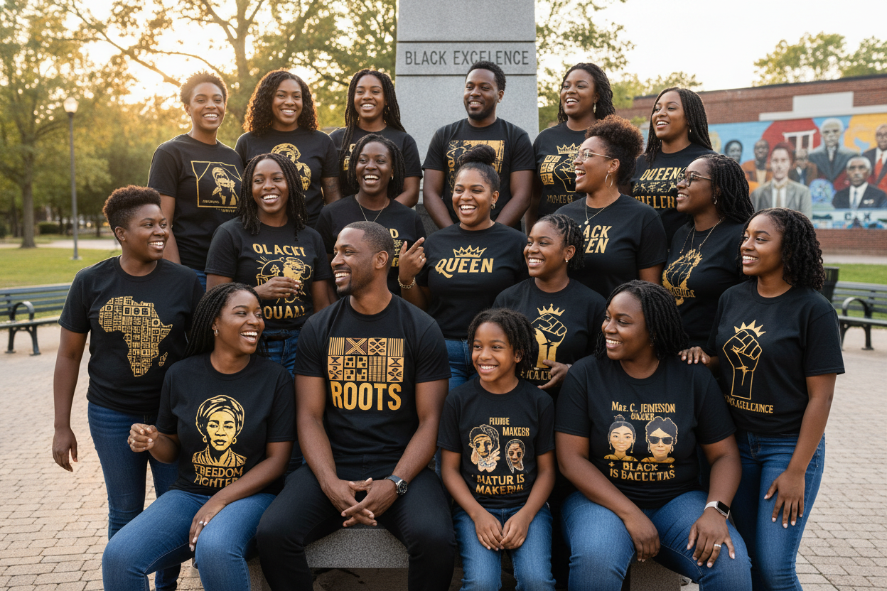 have them wearing black culture, or black history t-shirts